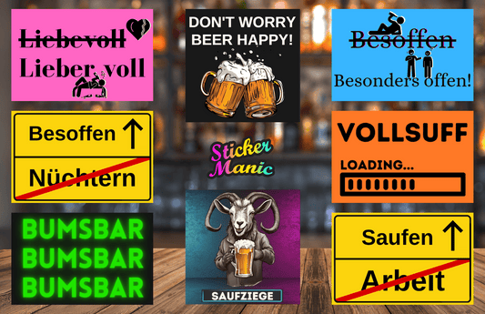 200x Party Sticker - Set mit 8 Motiven und 200 Stickern