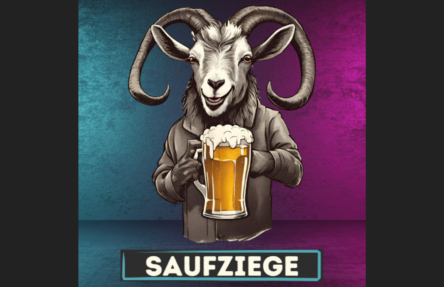 Saufziege - Lustige Party Sticker -  Aufkleber für Feiern, Festivals und Malle
