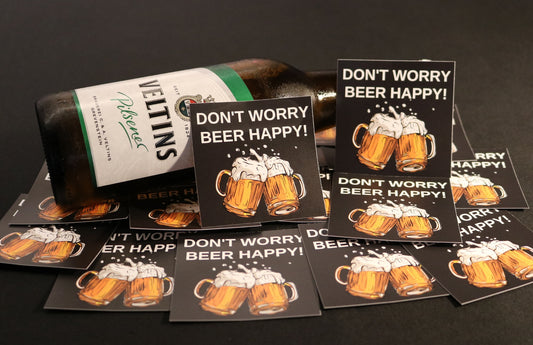 DONT WORRY BEER HAPPY - Party Sticker -  Aufkleber für Feiern, Festivals und Malle